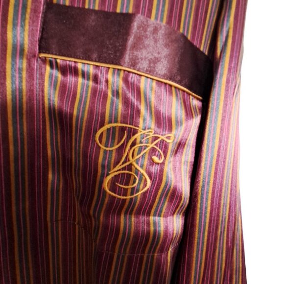 NEW OLD STOCK Vintage Gold Label Victoria's Secret Burgundy Striped Sleep Shirt - Picture 7 of 7